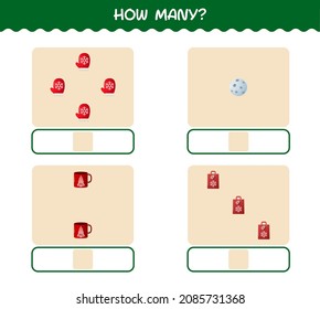 How many cartoon christmas. Counting game. Educational game for pre shool years kids and toddlers