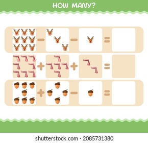 How many cartoon christmas. Counting game. Educational game for pre shool years kids and toddlers
