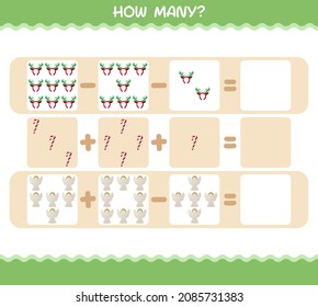 How many cartoon christmas. Counting game. Educational game for pre shool years kids and toddlers
