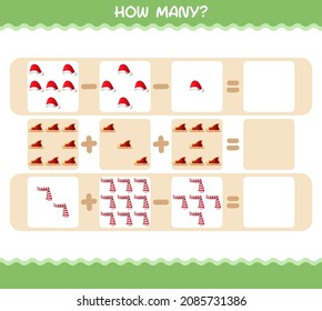 How many cartoon christmas. Counting game. Educational game for pre shool years kids and toddlers