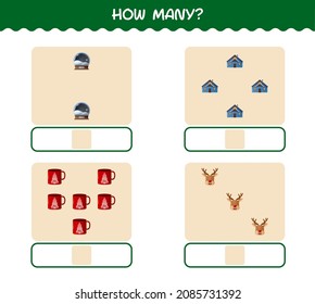 How many cartoon christmas. Counting game. Educational game for pre shool years kids and toddlers