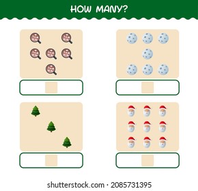 How many cartoon christmas. Counting game. Educational game for pre shool years kids and toddlers