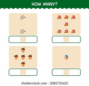 How many cartoon christmas. Counting game. Educational game for pre shool years kids and toddlers