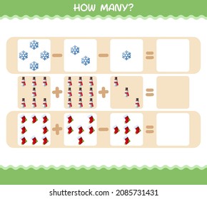 How many cartoon christmas. Counting game. Educational game for pre shool years kids and toddlers