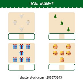 How many cartoon christmas. Counting game. Educational game for pre shool years kids and toddlers
