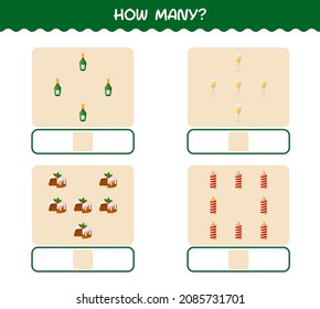 How many cartoon christmas. Counting game. Educational game for pre shool years kids and toddlers