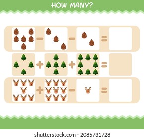 How many cartoon christmas. Counting game. Educational game for pre shool years kids and toddlers