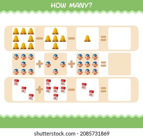 How many cartoon christmas. Counting game. Educational game for pre shool years kids and toddlers