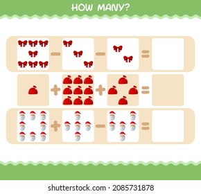 How many cartoon christmas. Counting game. Educational game for pre shool years kids and toddlers