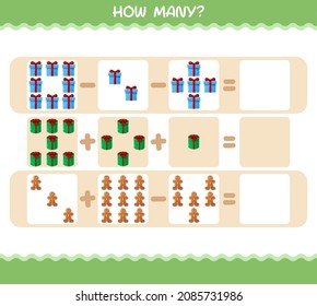 How many cartoon christmas. Counting game. Educational game for pre shool years kids and toddlers