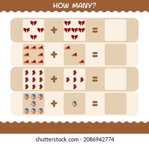 How many cartoon christmas. Counting game. Educational game for pre shool years kids and toddlers