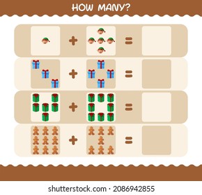 How many cartoon christmas. Counting game. Educational game for pre shool years kids and toddlers