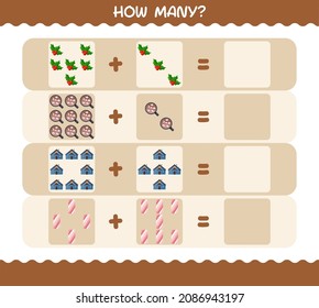 How many cartoon christmas. Counting game. Educational game for pre shool years kids and toddlers
