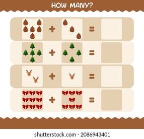 How many cartoon christmas. Counting game. Educational game for pre shool years kids and toddlers