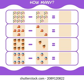 How many cartoon christmas. Counting game. Educational game for pre shool years kids and toddlers