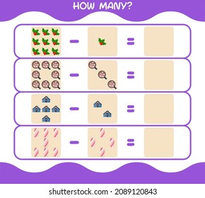 How many cartoon christmas. Counting game. Educational game for pre shool years kids and toddlers