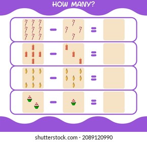How many cartoon christmas. Counting game. Educational game for pre shool years kids and toddlers