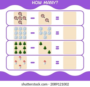 How many cartoon christmas. Counting game. Educational game for pre shool years kids and toddlers