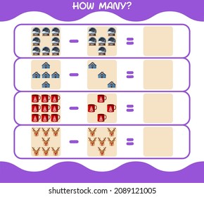 How many cartoon christmas. Counting game. Educational game for pre shool years kids and toddlers