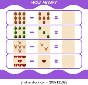How many cartoon christmas. Counting game. Educational game for pre shool years kids and toddlers