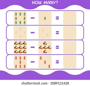 How many cartoon christmas. Counting game. Educational game for pre shool years kids and toddlers