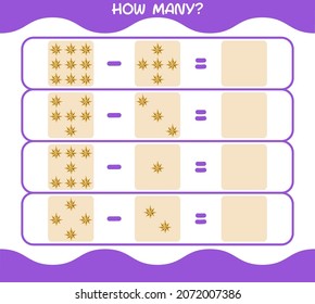 How many cartoon christmas star. Counting game. Educational game for pre shool years kids and toddlers