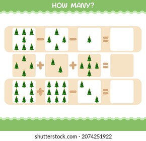 How many cartoon christmas tree. Counting game. Educational game for pre shool years kids and toddlers