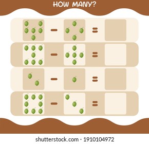 ¿Cuántos cocoteros de dibujos animados? Juego de conteo. Juego educativo para niños y niños en edad preescolar