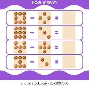 How many cartoon cookie. Counting game. Educational game for pre shool years kids and toddlers