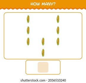 How many cartoon corn. Counting game. Educational game for pre shool years kids and toddlers