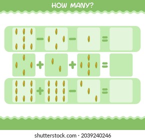 ¿Cuántos maíz de dibujos animados? Juego de conteo. Juego educativo para niños y niños en edad preescolar