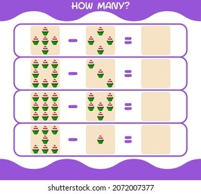 How many cartoon cupcake. Counting game. Educational game for pre shool years kids and toddlers