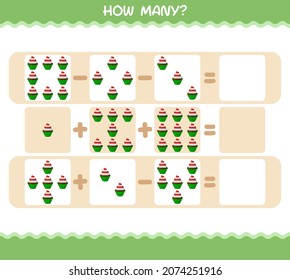 ¿Cuántos quequitos de dibujos animados? Juego de conteo. Juego educativo para niños y niños en edad preescolar