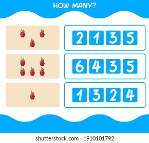 How many cartoon dragon fruit. Counting game. Educational game for pre shool years kids and toddlers