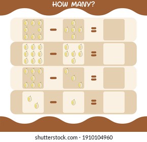 How many cartoon durian. Counting game. Educational game for pre shool years kids and toddlers