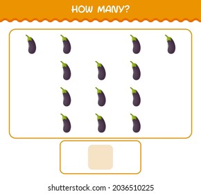 How many cartoon eggplant. Counting game. Educational game for pre shool years kids and toddlers