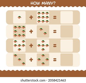 How many cartoon elf. Counting game. Educational game for pre shool years kids and toddlers