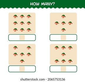 How many cartoon elf. Counting game. Educational game for pre shool years kids and toddlers