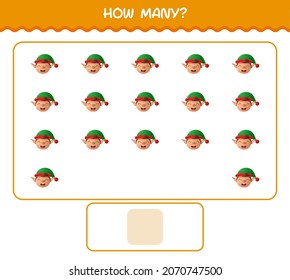 How many cartoon elf. Counting game. Educational game for pre shool years kids and toddlers