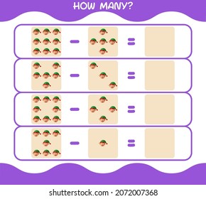 How many cartoon elf. Counting game. Educational game for pre shool years kids and toddlers
