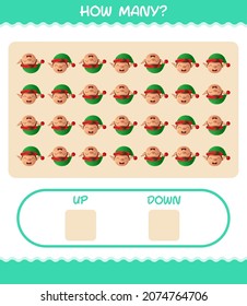 How many cartoon elf. Counting game. Educational game for pre shool years kids and toddlers