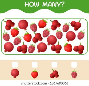 How many cartoon fruits. Counting game. Educational game for pre shool years kids and toddlers