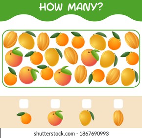 How many cartoon fruits. Counting game. Educational game for pre shool years kids and toddlers