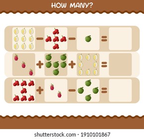 How many cartoon fruits. Counting game. Educational game for pre shool years kids and toddlers