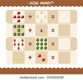 How many cartoon fruits. Counting game. Educational game for pre shool years kids and toddlers