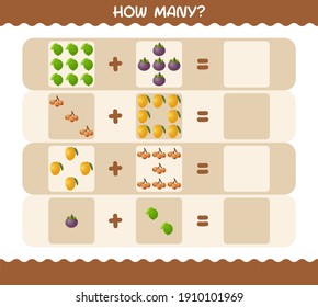 How many cartoon fruits. Counting game. Educational game for pre shool years kids and toddlers