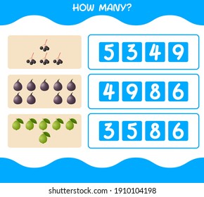 How many cartoon fruits. Counting game. Educational game for pre shool years kids and toddlers