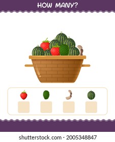 How many cartoon fruits. Counting game. Educational game for pre shool years kids and toddlers