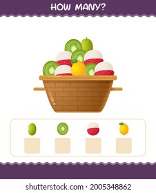 How many cartoon fruits. Counting game. Educational game for pre shool years kids and toddlers