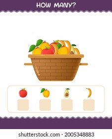How many cartoon fruits. Counting game. Educational game for pre shool years kids and toddlers